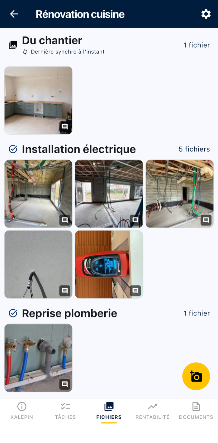 Les photos d’un chantier dans Kalepin, rangées par tâche